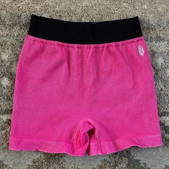 Free People FP Movement Pink Prajna Running Ribbed Shorts M/L - Picture 1 of 6
